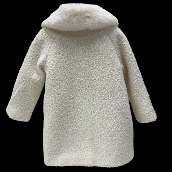 MAYORAL sz 5 white GIRLS faux shearling COAT - Picture 4 of 10